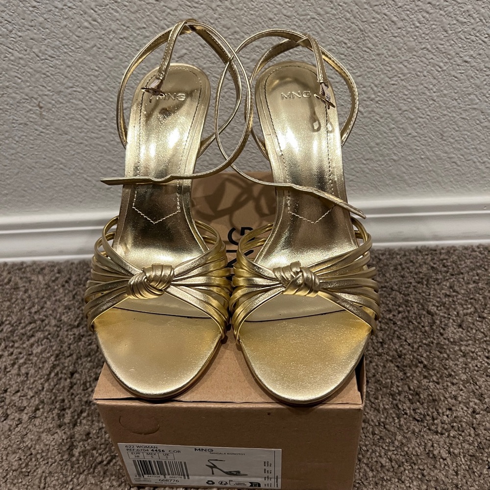 Mango Gold Strappy Women's Sandals